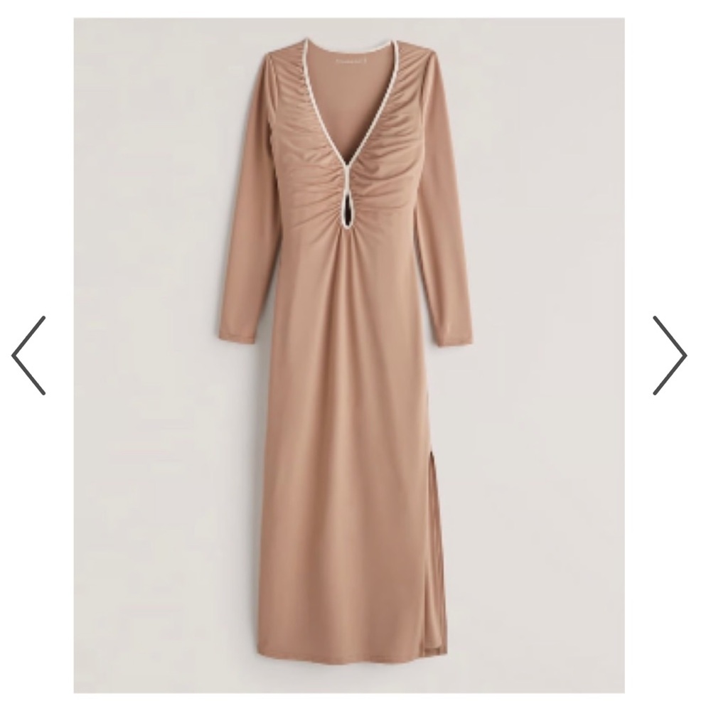 ABERCROMBIE & FITCH | Long Sleeve Keyhole Midi Dress